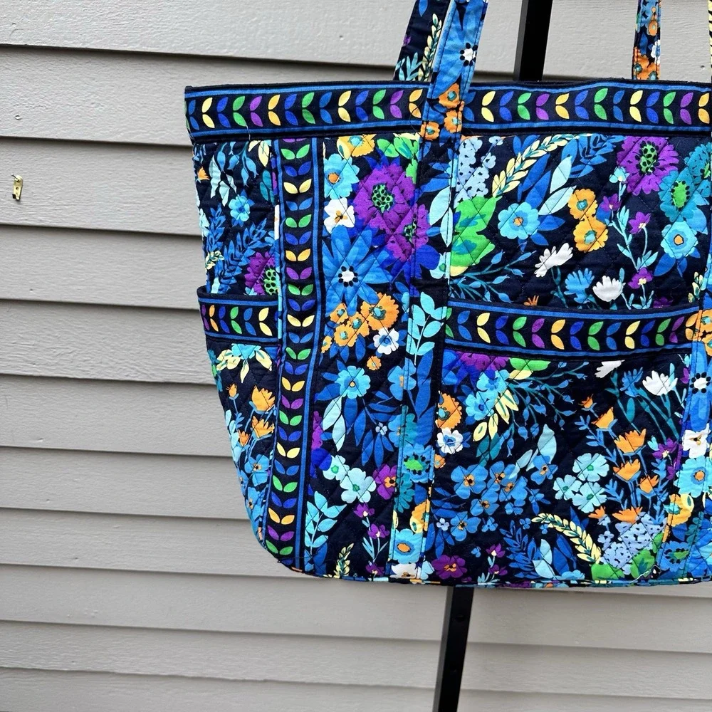 Vera Bradley Miller XL Tote Diaper Bag Midnight Blues Floral Travel Shoulder Bag
